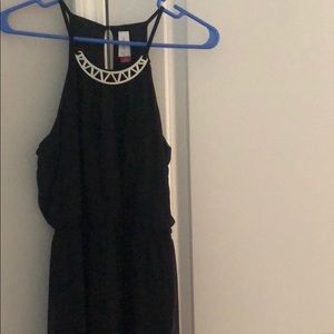 Full length black dress with silver accents